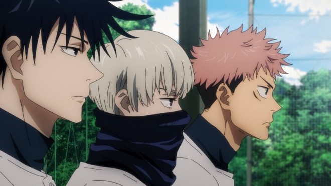 Fushiguro, Inumaki, Itadori in baseball uniforms